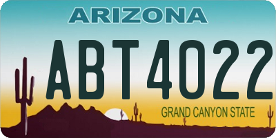 AZ license plate ABT4022