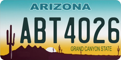 AZ license plate ABT4026