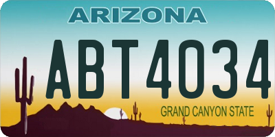 AZ license plate ABT4034