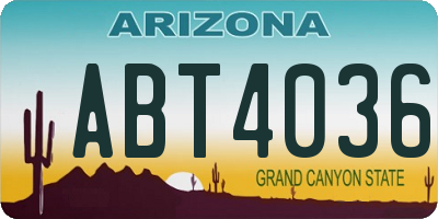 AZ license plate ABT4036