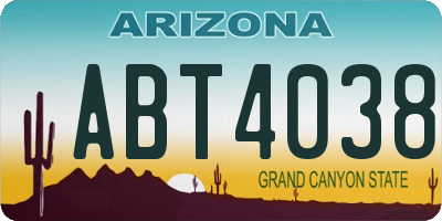 AZ license plate ABT4038