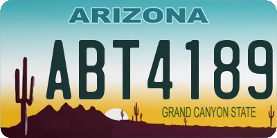 AZ license plate ABT4189