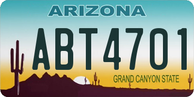 AZ license plate ABT4701