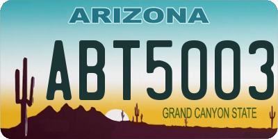 AZ license plate ABT5003