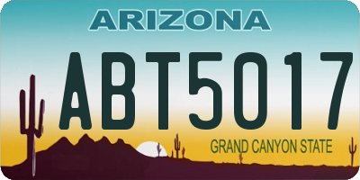 AZ license plate ABT5017