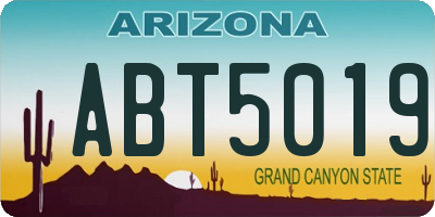 AZ license plate ABT5019