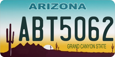 AZ license plate ABT5062