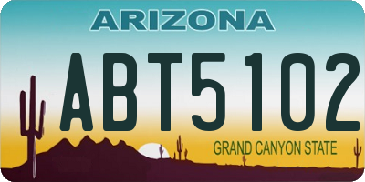 AZ license plate ABT5102