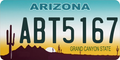 AZ license plate ABT5167