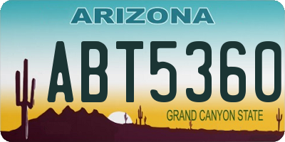 AZ license plate ABT5360