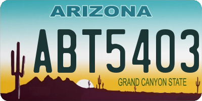 AZ license plate ABT5403