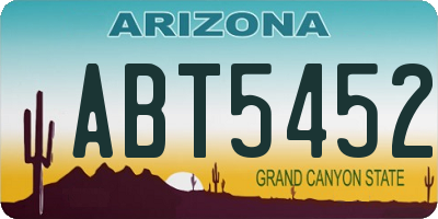 AZ license plate ABT5452