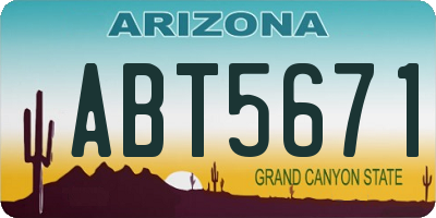 AZ license plate ABT5671