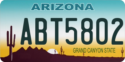 AZ license plate ABT5802