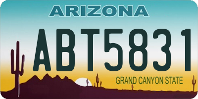 AZ license plate ABT5831