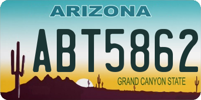 AZ license plate ABT5862