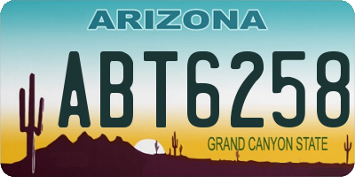 AZ license plate ABT6258