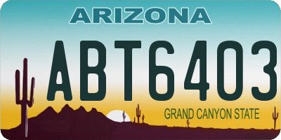 AZ license plate ABT6403
