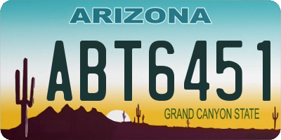 AZ license plate ABT6451