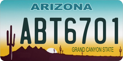 AZ license plate ABT6701