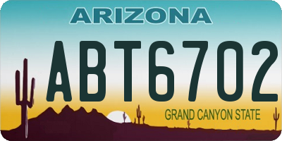 AZ license plate ABT6702
