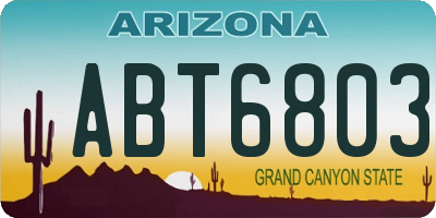 AZ license plate ABT6803