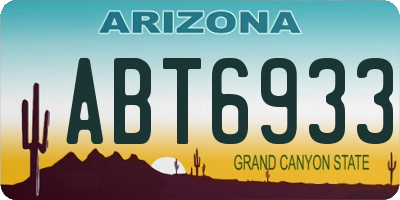 AZ license plate ABT6933