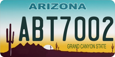 AZ license plate ABT7002