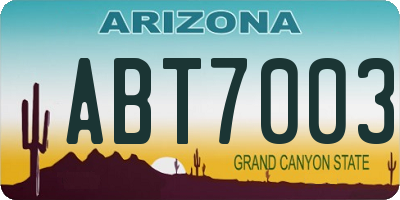 AZ license plate ABT7003