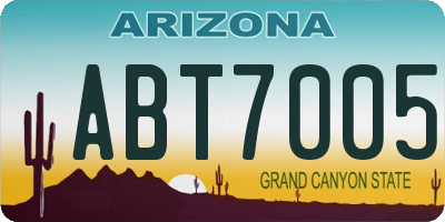 AZ license plate ABT7005