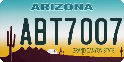 AZ license plate ABT7007