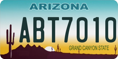 AZ license plate ABT7010