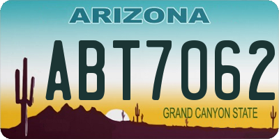 AZ license plate ABT7062