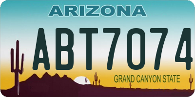 AZ license plate ABT7074
