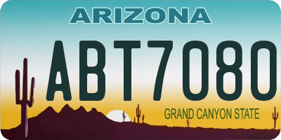 AZ license plate ABT7080