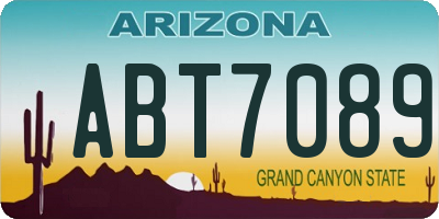 AZ license plate ABT7089