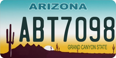 AZ license plate ABT7098
