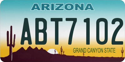 AZ license plate ABT7102