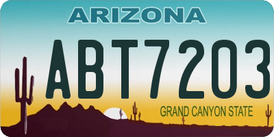 AZ license plate ABT7203