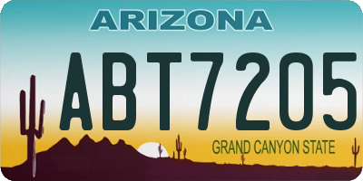 AZ license plate ABT7205