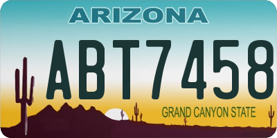 AZ license plate ABT7458