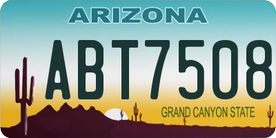AZ license plate ABT7508