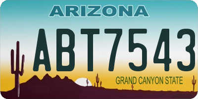 AZ license plate ABT7543