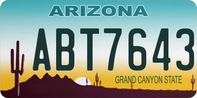 AZ license plate ABT7643