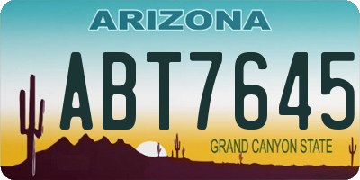 AZ license plate ABT7645