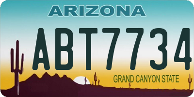 AZ license plate ABT7734