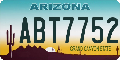 AZ license plate ABT7752