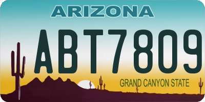 AZ license plate ABT7809