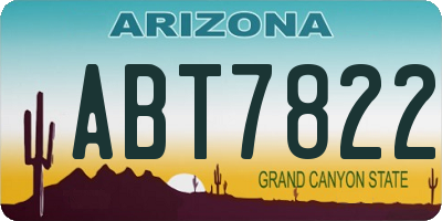 AZ license plate ABT7822