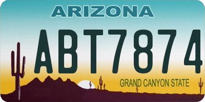 AZ license plate ABT7874